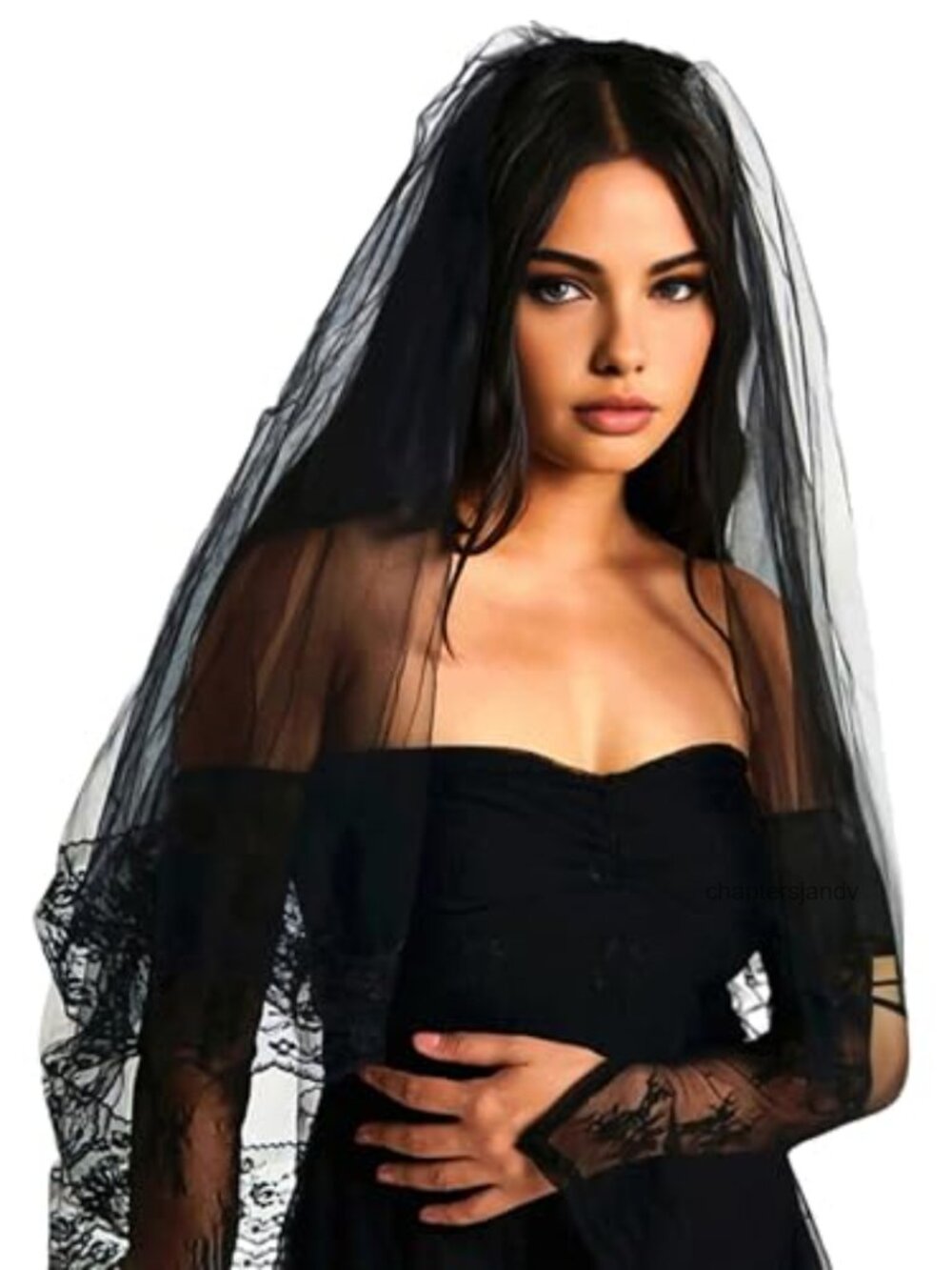 2 Tier Lace Bridal Veil Fingertip Length Tulle Wedding Veil